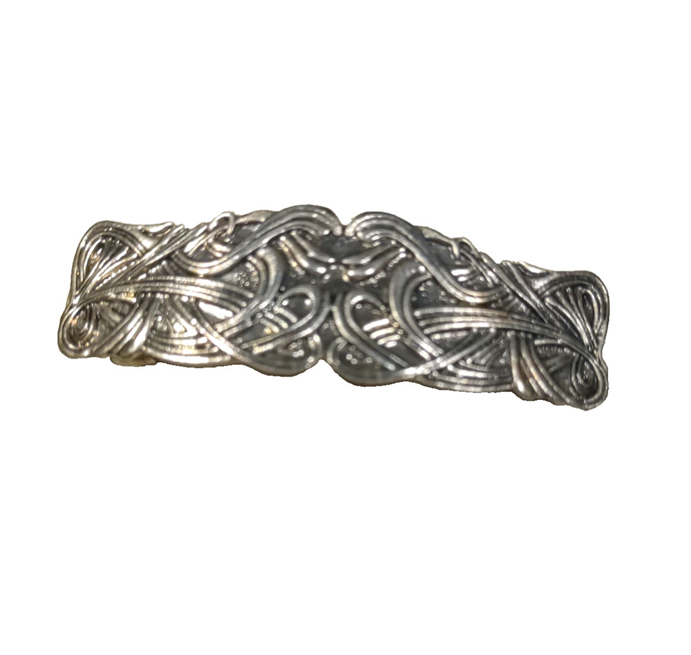 Celtic Knot Silver Tone Hair Barrette Tension Clip Fairy Cottage Core